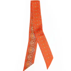 E.Marinella Twilly E Bandeaux|TWILLY IN SETA ARANCIONE Greek key floral