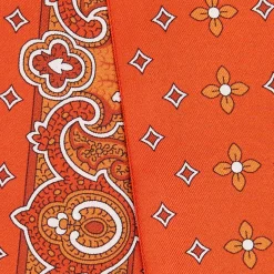 E.Marinella Twilly E Bandeaux|TWILLY IN SETA ARANCIONE Greek key floral