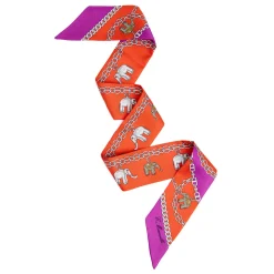 E.Marinella Twilly E Bandeaux|TWILLY IN SETA ARANCIONE Lucky elephant