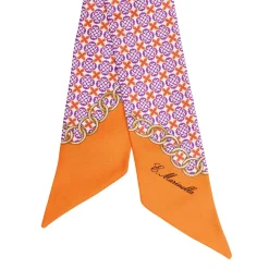 E.Marinella Twilly E Bandeaux|TWILLY IN SETA ARANCIONE Microfantasia fiore