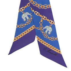 E.Marinella Twilly E Bandeaux|TWILLY IN SETA BLU Elefanti portafortuna