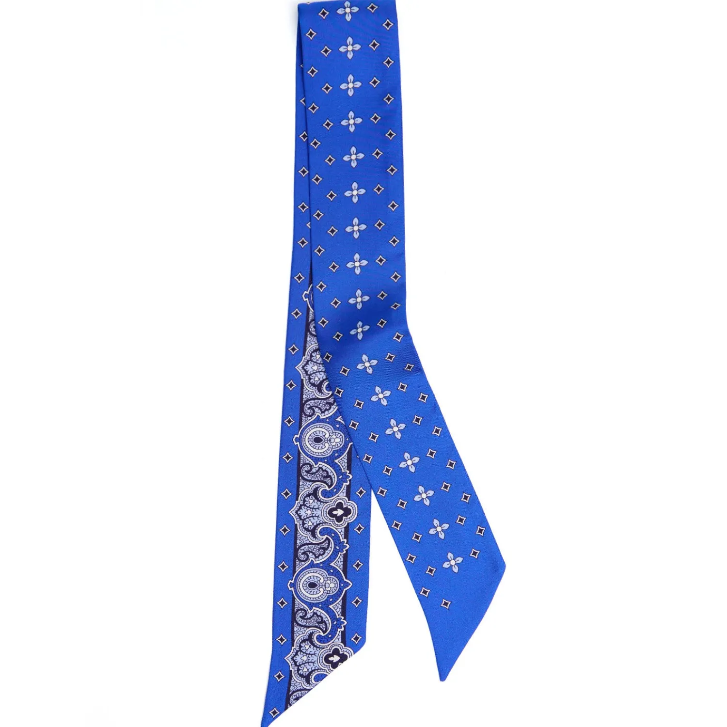 E.Marinella Twilly E Bandeaux|TWILLY IN SETA BLUETTE Greek key floral