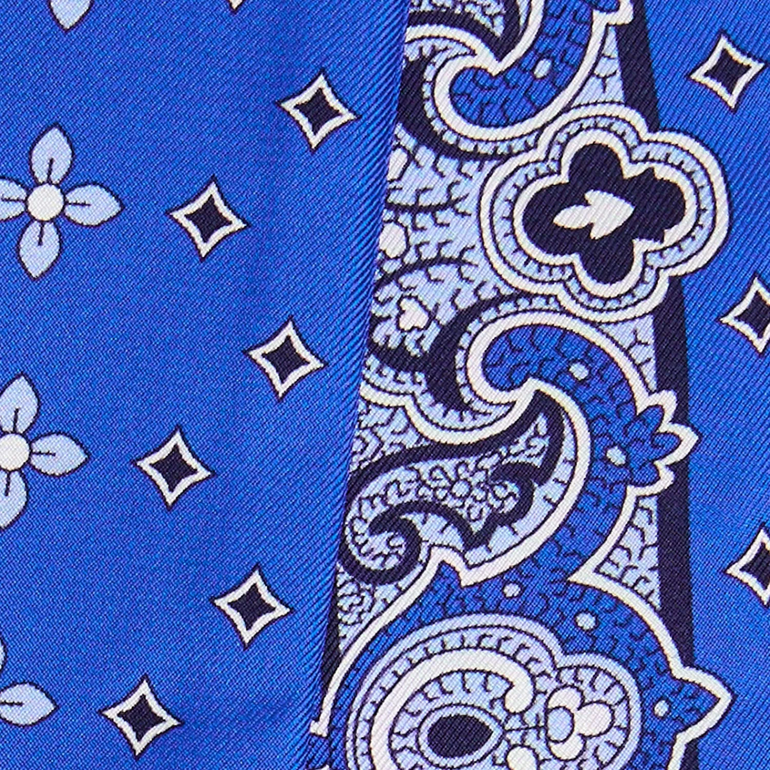 E.Marinella Twilly E Bandeaux|TWILLY IN SETA BLUETTE Greek key floral