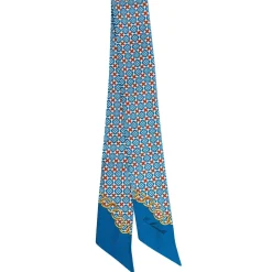 E.Marinella Twilly E Bandeaux|TWILLY IN SETA BLU MEDIO Microfantasia fiore