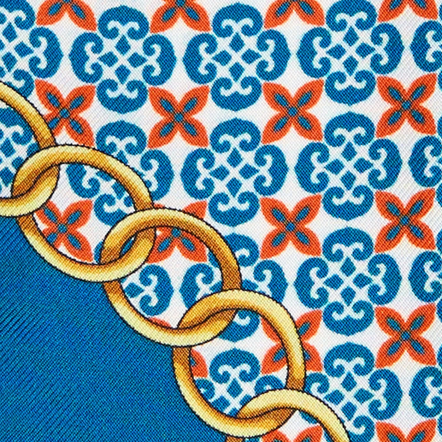 E.Marinella Twilly E Bandeaux|TWILLY IN SETA BLU MEDIO Microfantasia fiore