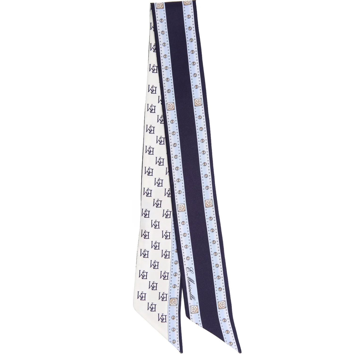 E.Marinella Twilly E Bandeaux|TWILLY IN SETA BLU SCURO Logo em