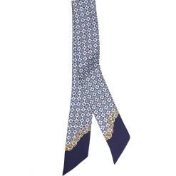 E.Marinella Twilly E Bandeaux|TWILLY IN SETA BLU SCURO Microfantasia fiore