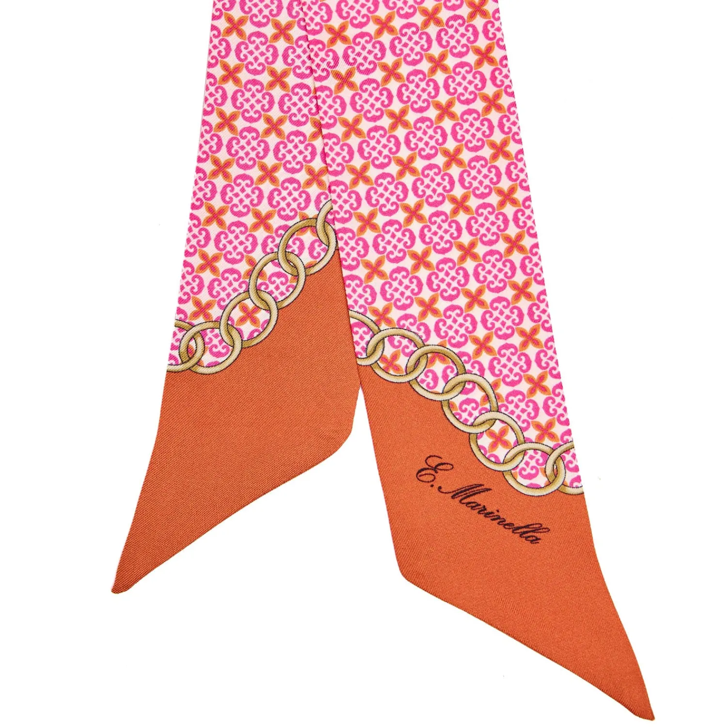E.Marinella Twilly E Bandeaux|TWILLY IN SETA FUCSIA Microfantasia fiore