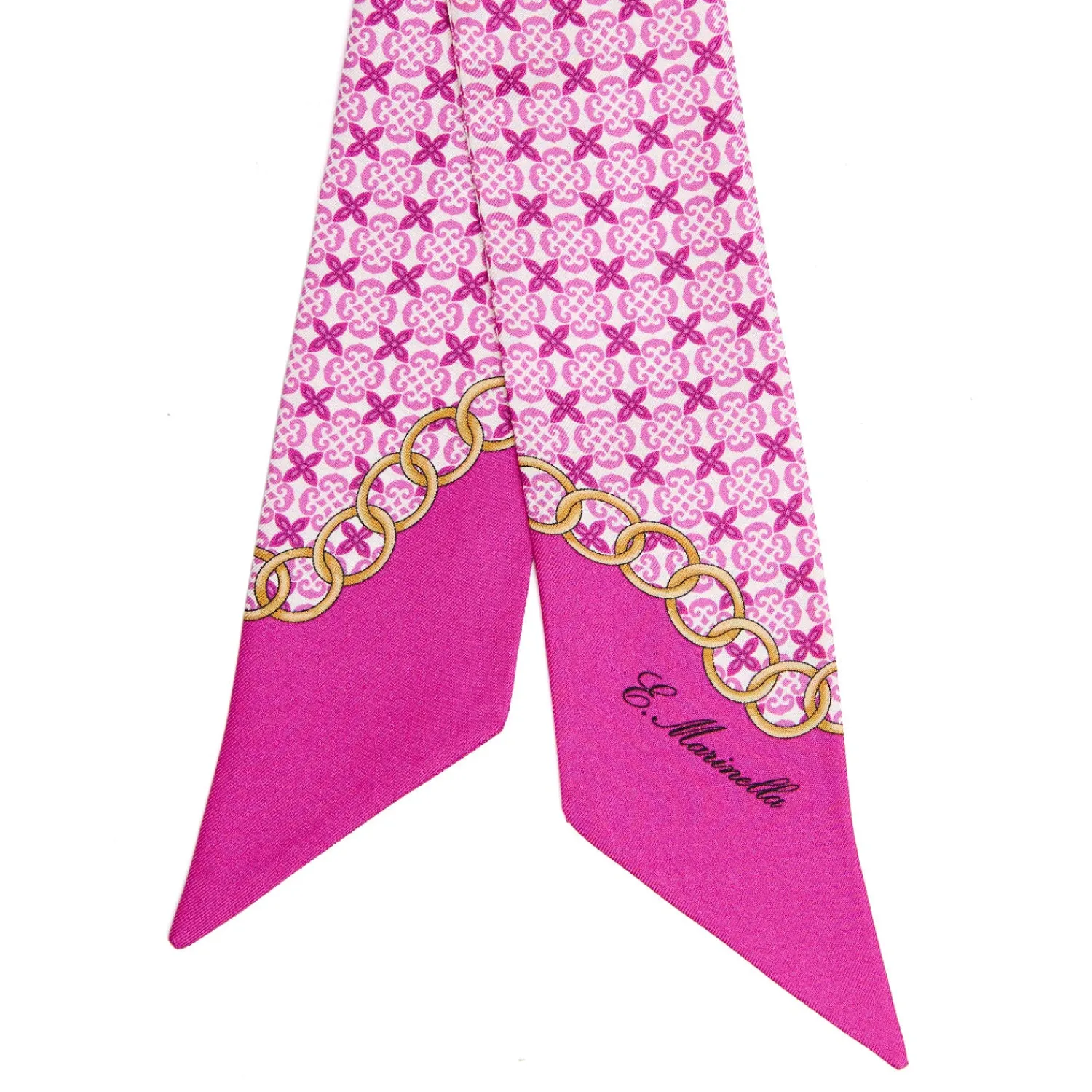 E.Marinella Twilly E Bandeaux|TWILLY IN SETA FUCSIA Microfantasia fiore