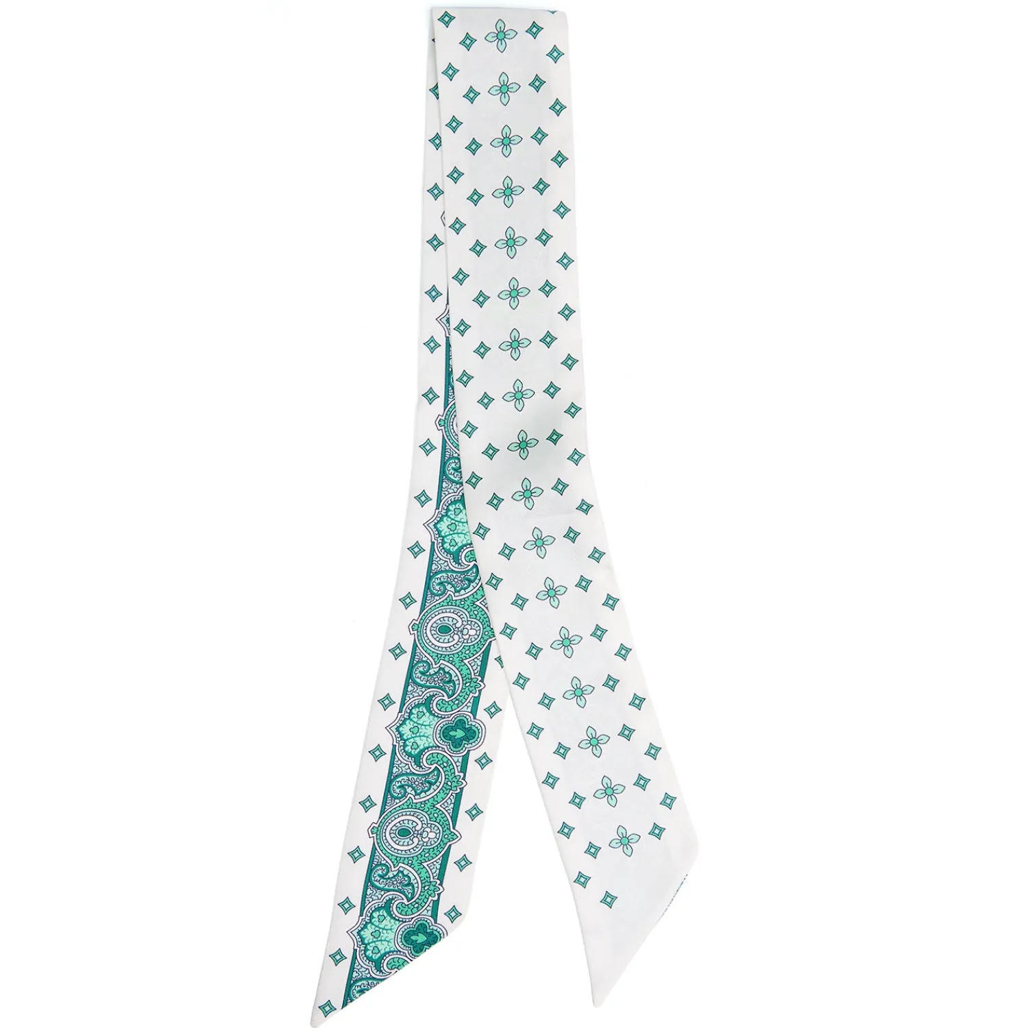 E.Marinella Twilly E Bandeaux|TWILLY IN SETA VERDE Greek key floral