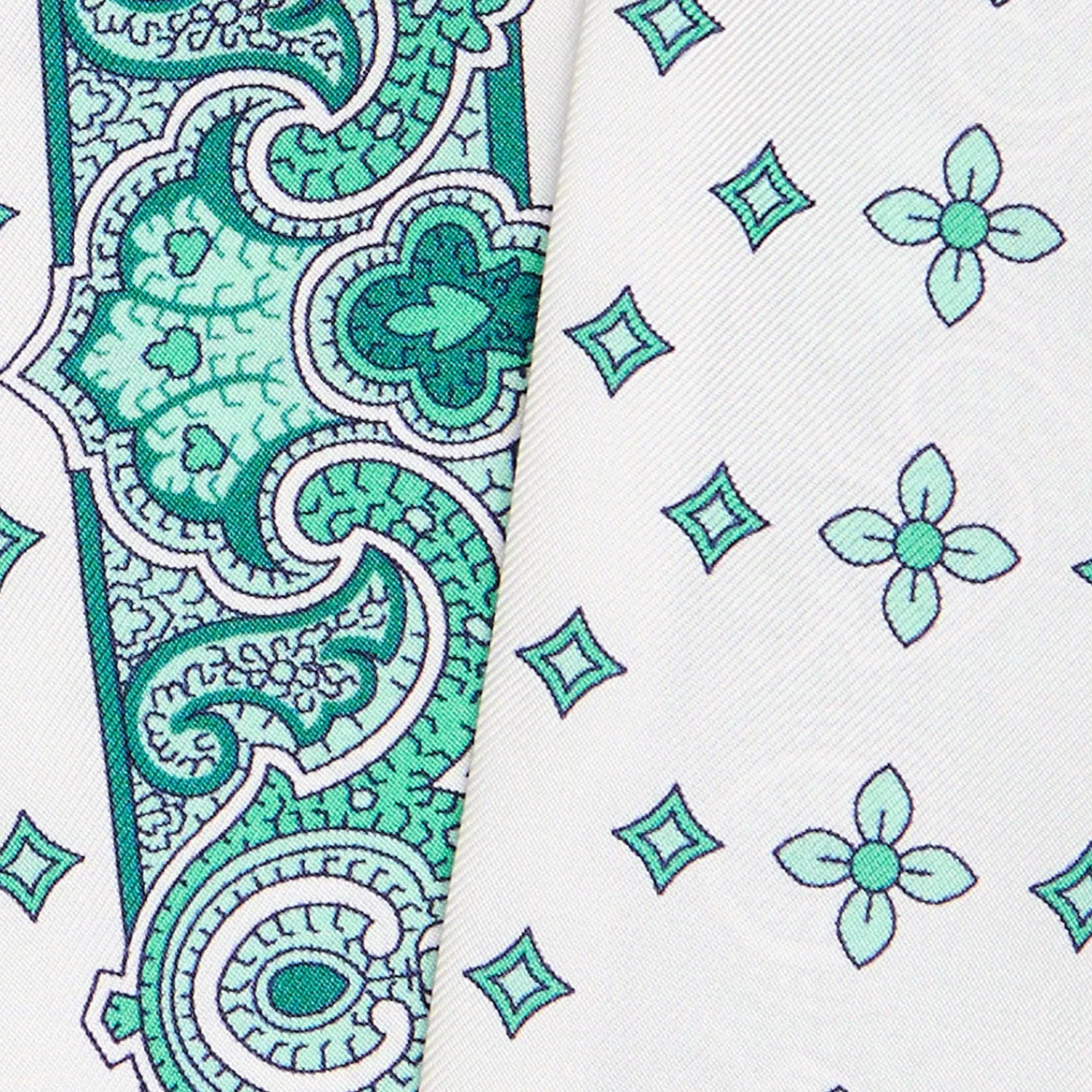E.Marinella Twilly E Bandeaux|TWILLY IN SETA VERDE Greek key floral