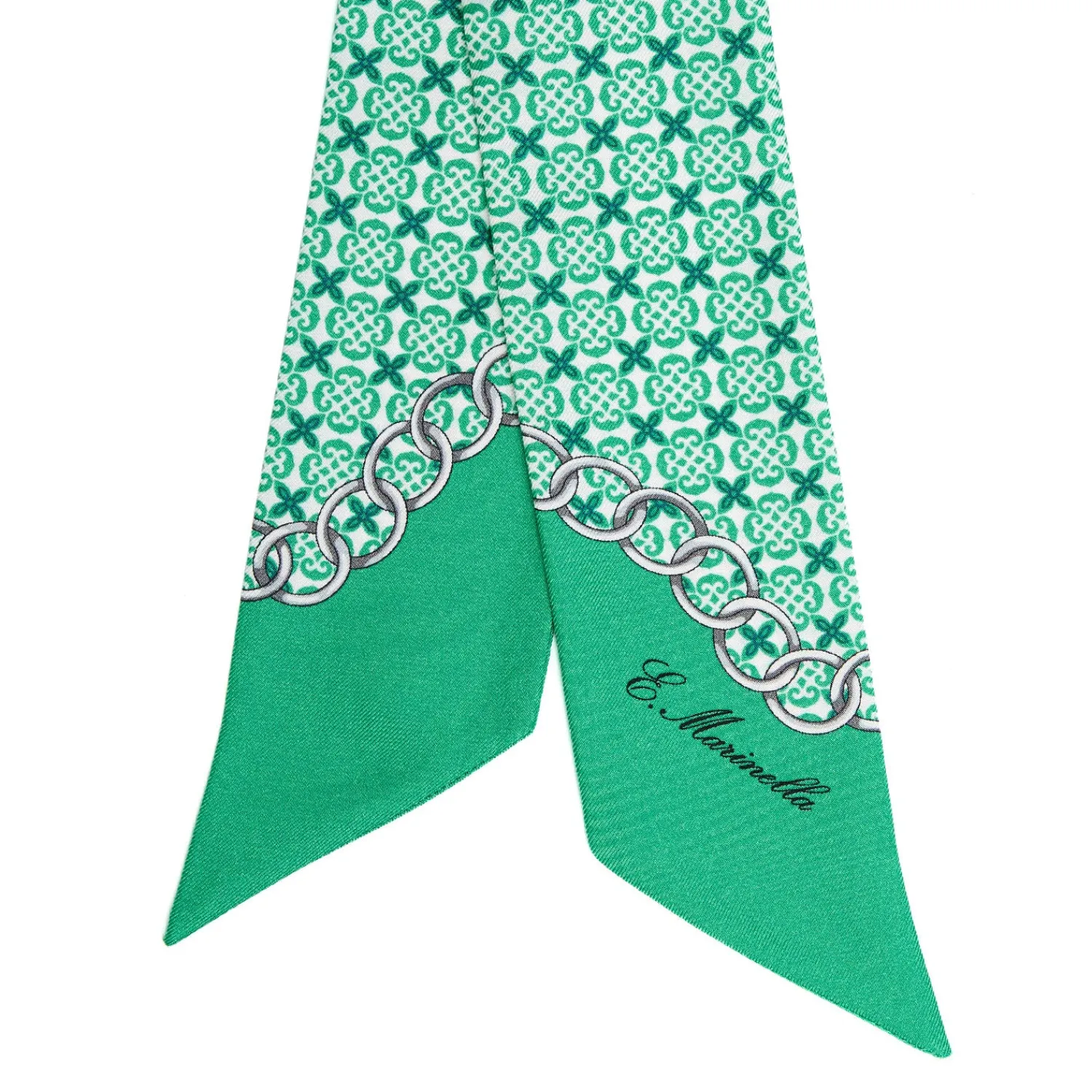 E.Marinella Twilly E Bandeaux|TWILLY IN SETA VERDE Microfantasia fiore